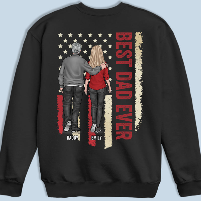 Le meilleur papa de tous les temps - T-shirt patriotique unisexe personnalisé avec imprimé au dos - Fête des pères, Jour de l'Indépendance, 4 juillet, cadeau d'anniversaire pour papa