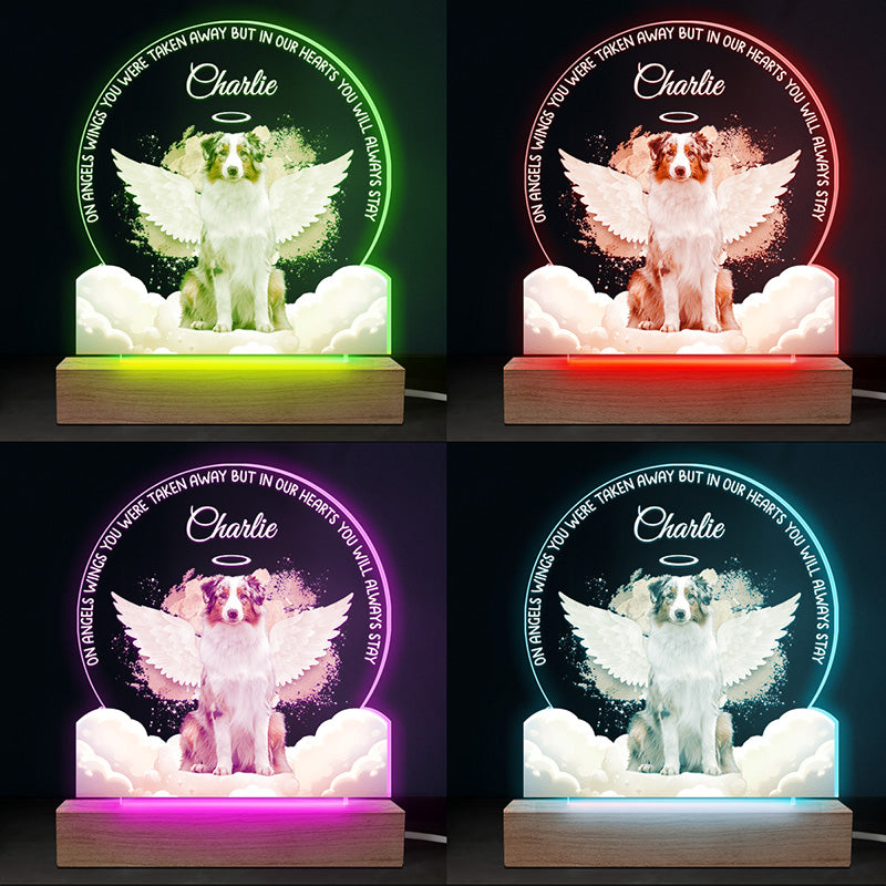 Photo personnalisée « Pour toujours dans mon cœur » – Lampe LED 3D personnalisée en forme de mémorial – Cadeau de condoléances pour les propriétaires et les amoureux des animaux