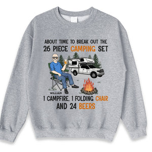 Chaise pliante et bières pour feu de camp - T-shirt, sweat à capuche et sweat-shirt unisexe personnalisé pour le camping - Cadeau de fête des pères, d'anniversaire pour papa, amoureux du camping