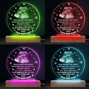Photo personnalisée « Amour et bisous » – Lampe LED 3D ronde personnalisée pour la famille – Cadeau de Noël pour les premiers parents