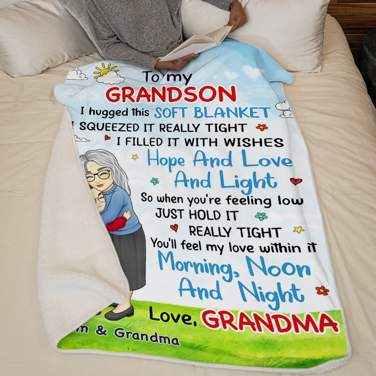 Mon petit-enfant me fait fondre le cœur - Couverture familiale personnalisée - Cadeau de Noël de grand-mère