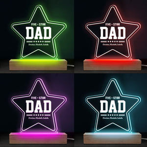 Our Five-Star Papa - Family Personalized Custom 3D LED Light - Father's Day, Birthday Gift For Dad