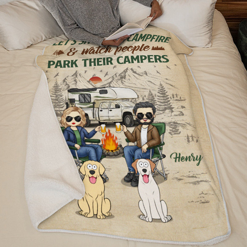 Regardons les gens garer leurs camping-cars - Couverture de camping personnalisée - Cadeau pour les amateurs de camping, les propriétaires d'animaux de compagnie, les amoureux des animaux