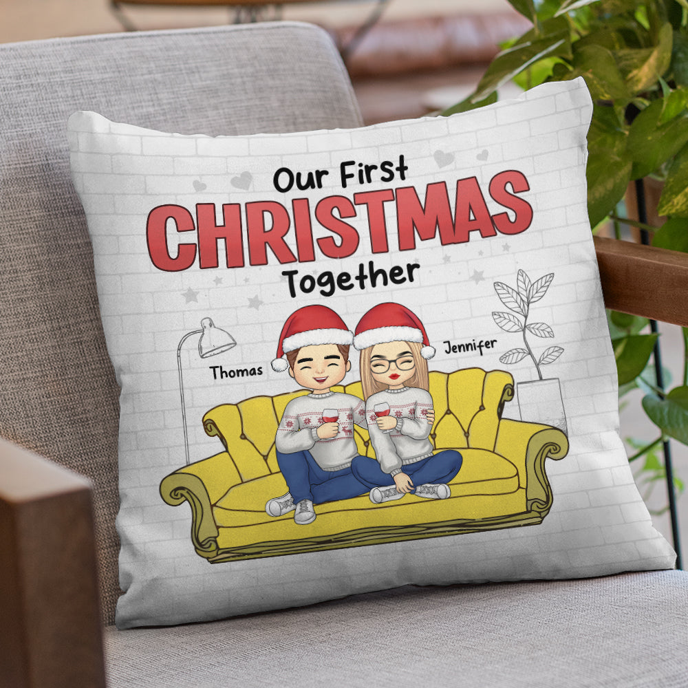 Notre premier Noël ensemble - Coussin personnalisé pour couple - Cadeau de Noël pour mari et femme, anniversaire
