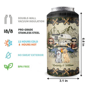 Toi, moi et les chiens - Gobelet isotherme 4 en 1 personnalisé pour le camping - Cadeau pour mari, femme, amoureux du camping, propriétaires d'animaux, amoureux des animaux