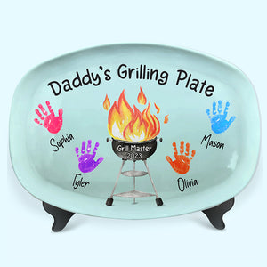 Assiette à grillades pour papa - Plateau personnalisé pour la famille - Cadeau pour la fête des pères et l'anniversaire de papa