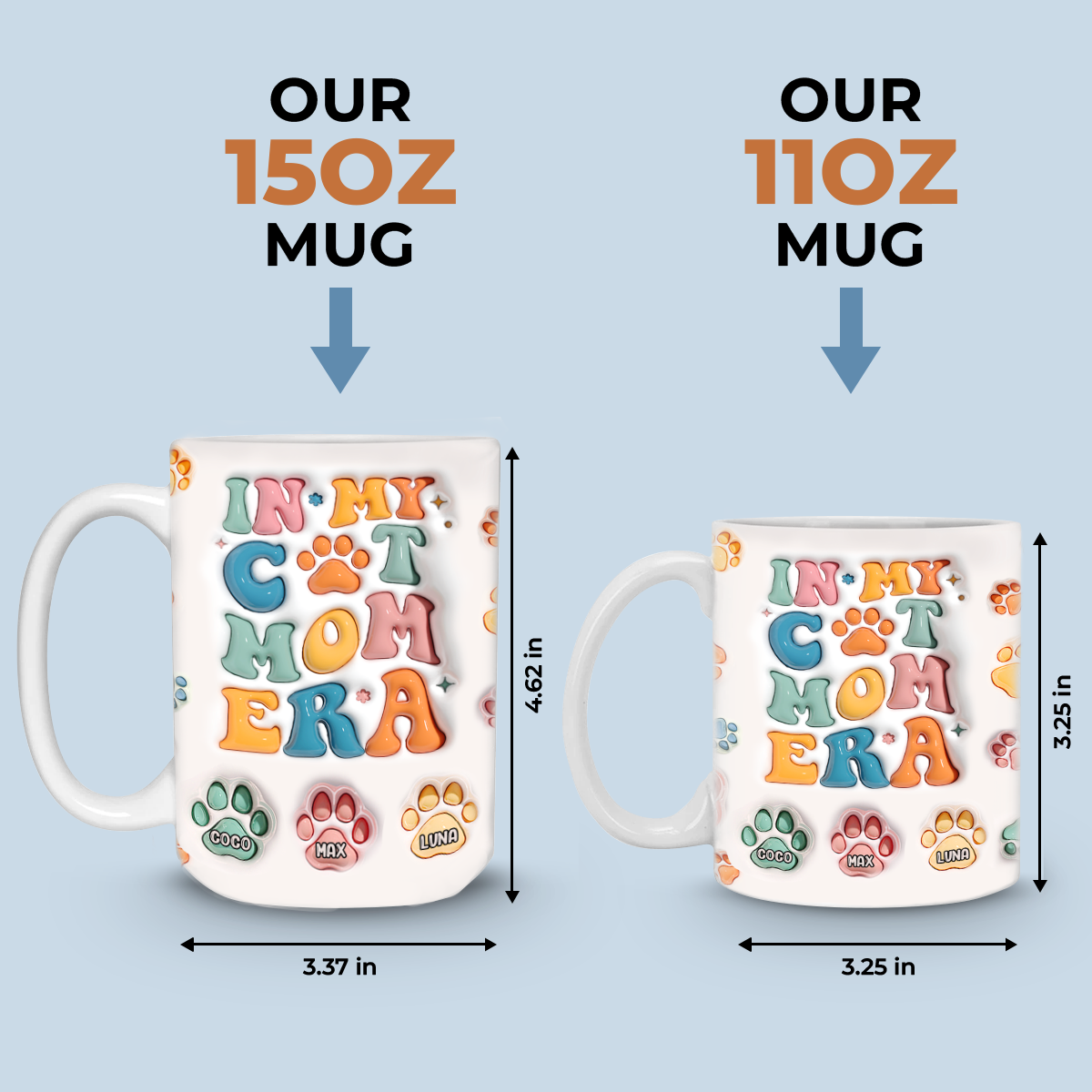 À l'ère de ma maman à fourrure - Mug personnalisé avec effet gonflé en 3D pour chien et chat - Cadeau pour les propriétaires et les amoureux des animaux