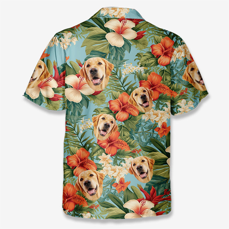 T-shirt hawaïen unisexe personnalisé avec photo « Amusons-nous au soleil » pour chien et chat - Cadeau idéal pour les vacances d'été, les propriétaires d'animaux et les amoureux des animaux.
