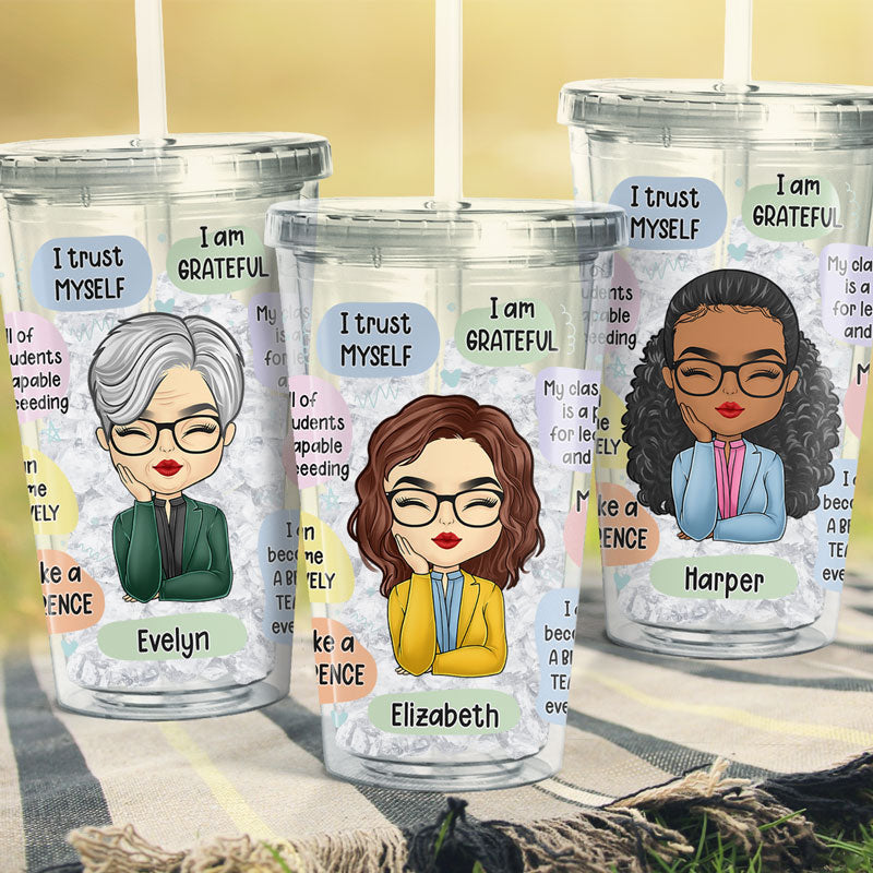 Mes élèves méritent le meilleur - Gobelet en acrylique transparent personnalisé pour enseignant - Cadeau pour enseignant, rentrée scolaire
