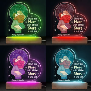 Je t'aime plus que toutes les étoiles du ciel - Lampe LED 3D personnalisée en forme de cœur pour couple - Cadeau pour mari et femme, anniversaire