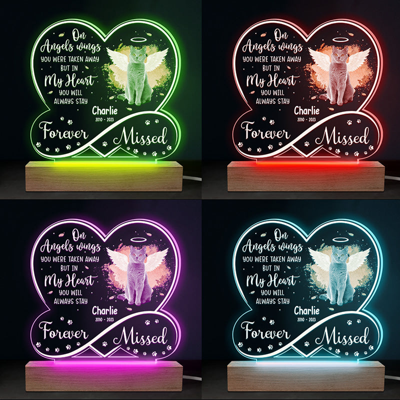 Photo personnalisée « Funny Missed » – Lumière LED 3D personnalisée en forme de cœur infini – Cadeau de condoléances pour les propriétaires et les amoureux des animaux