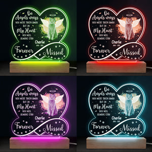 Photo personnalisée « Funny Missed » – Lumière LED 3D personnalisée en forme de cœur infini – Cadeau de condoléances pour les propriétaires et les amoureux des animaux