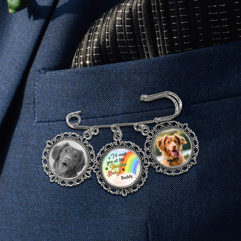 Broche ronde personnalisée avec photo « Forever Loved » - Cadeau de condoléances pour les propriétaires et les amoureux des animaux