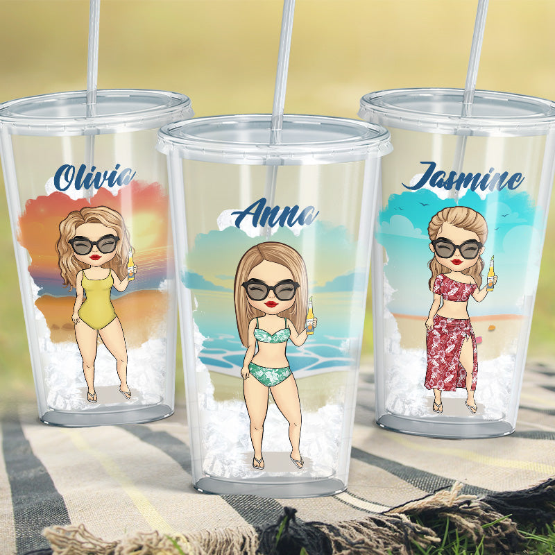 La vie est courte, partez en voyage ! Gobelet en acrylique transparent personnalisé pour voyage ! Cadeau pour les amoureux du voyage