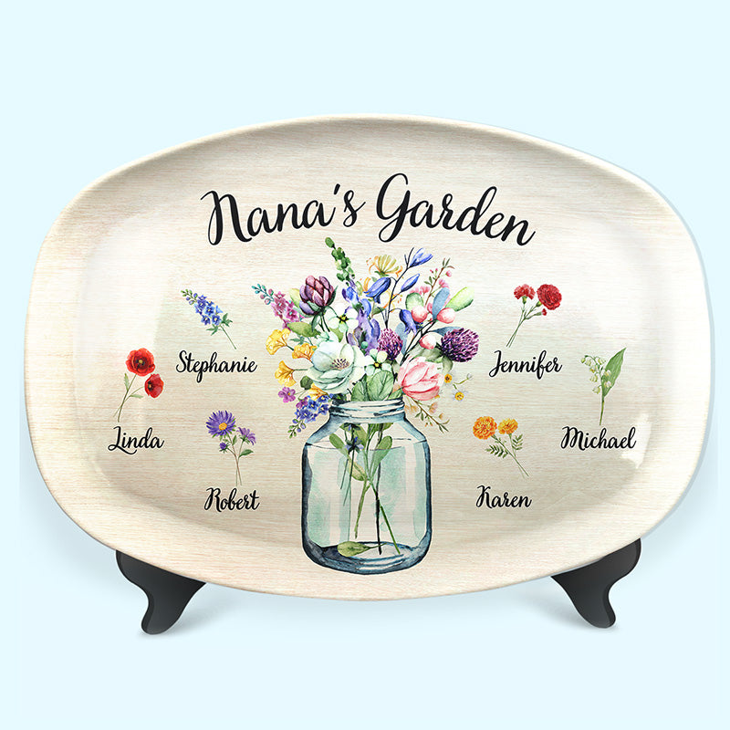 Le jardin de ma grand-mère - Plateau personnalisé familial - Cadeau d'anniversaire pour grand-mère