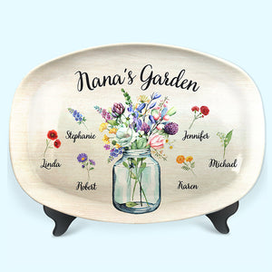 Le jardin de ma grand-mère - Plateau personnalisé familial - Cadeau d'anniversaire pour grand-mère