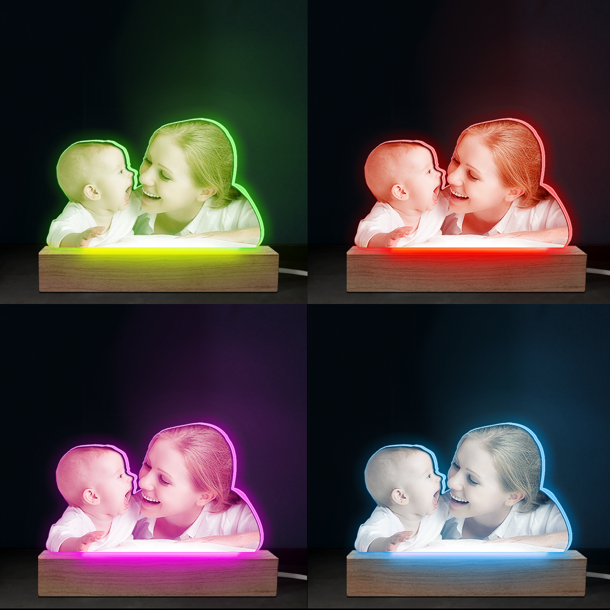 Photo personnalisée « Tu grandis si vite » - Lampe LED 3D personnalisée en forme de famille - Téléchargez une photo cadeau pour enfants