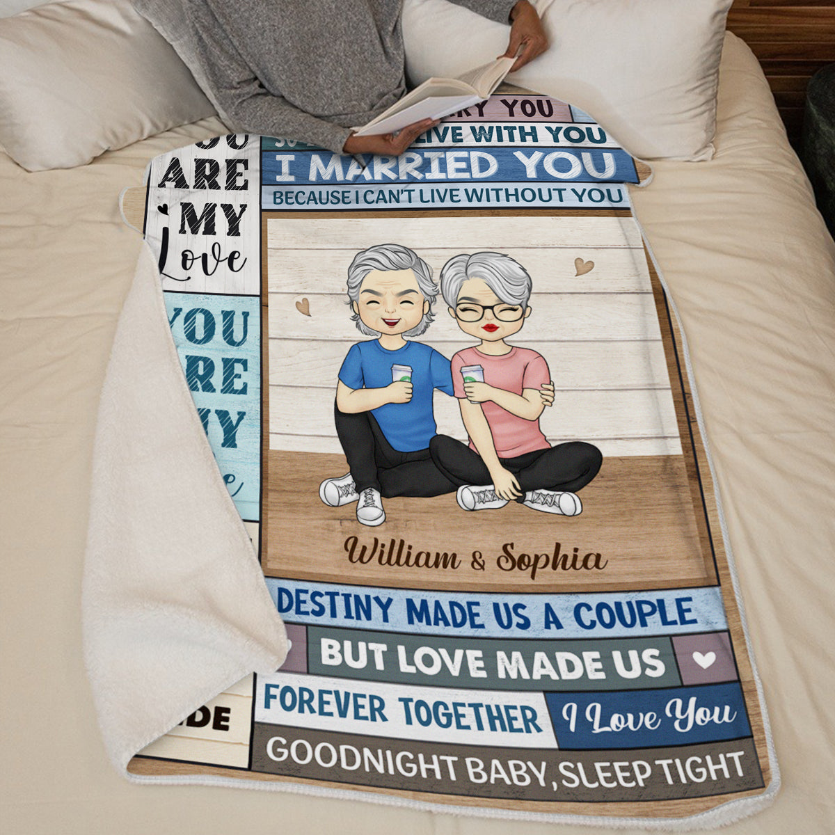 Le destin a fait de nous un couple - Couverture personnalisée pour couple - Cadeau pour mari et femme, anniversaire