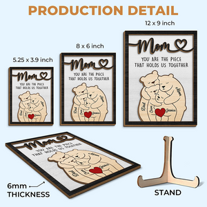 Tu es la pièce spéciale de notre famille - Plaque en bois personnalisée à 2 couches avec support - Cadeau de fête des mères, de pendaison de crémaillère pour maman, grand-mère