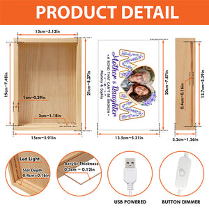 Cadre photo personnalisé, un lien indéfectible - Cadre photo personnalisé pour famille, boîte lumineuse - Cadeau pour maman