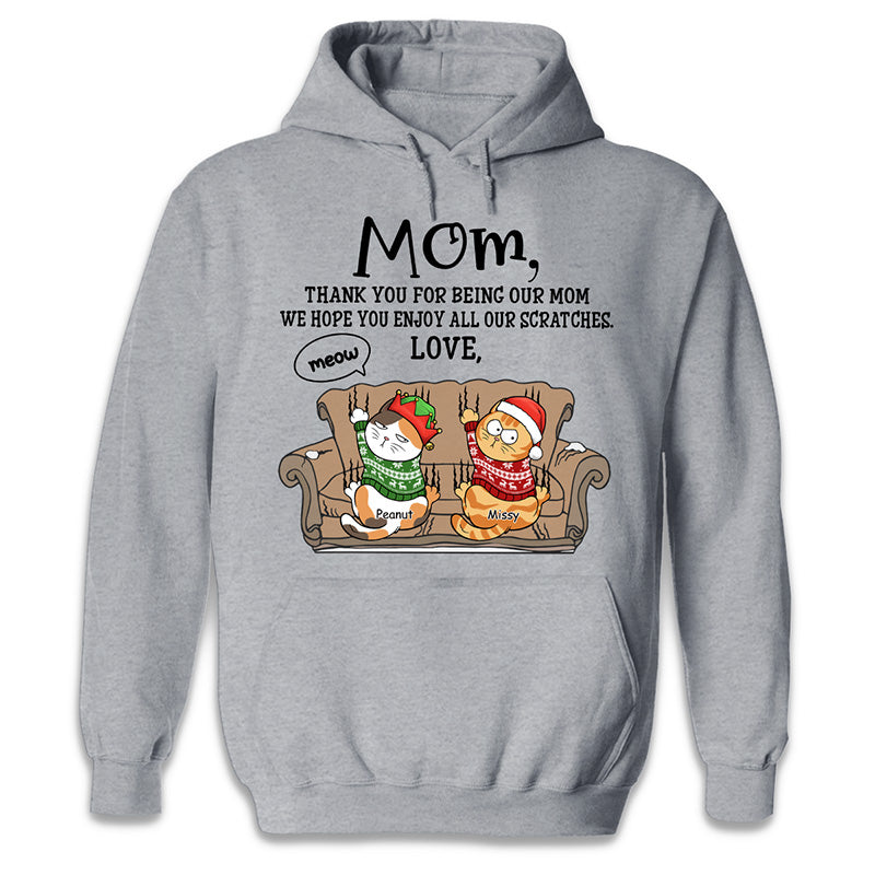 Nous espérons que vous apprécierez nos griffures - T-shirt unisexe personnalisé pour chat, sweat à capuche, sweat-shirt - Cadeau de Noël pour les propriétaires d'animaux de compagnie, les amoureux des animaux