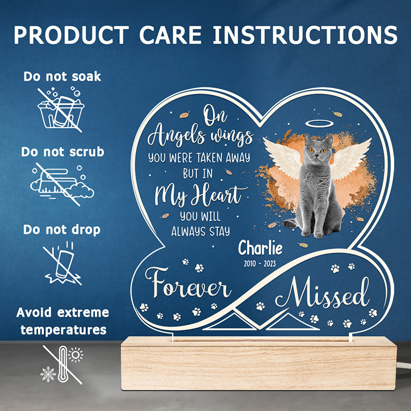 Photo personnalisée « Funny Missed » – Lumière LED 3D personnalisée en forme de cœur infini – Cadeau de condoléances pour les propriétaires et les amoureux des animaux