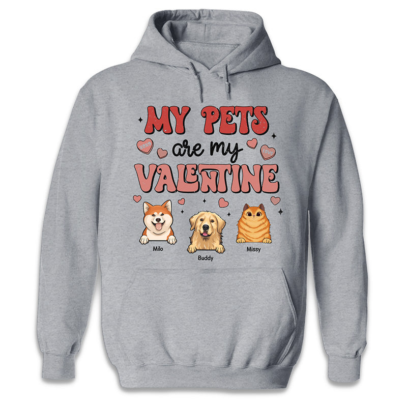 Mes animaux sont ma Saint-Valentin ! T-shirt, sweat à capuche et sweat-shirt unisexe personnalisé pour chien et chat ! Cadeau pour les propriétaires et les amoureux des animaux.
