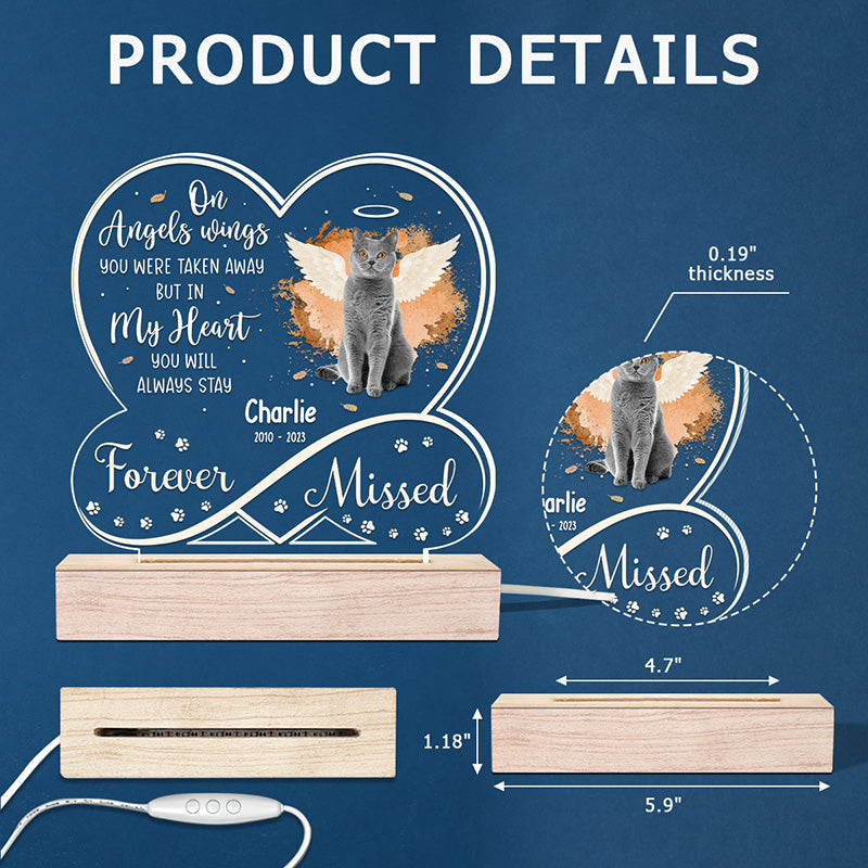 Photo personnalisée « Funny Missed » – Lumière LED 3D personnalisée en forme de cœur infini – Cadeau de condoléances pour les propriétaires et les amoureux des animaux