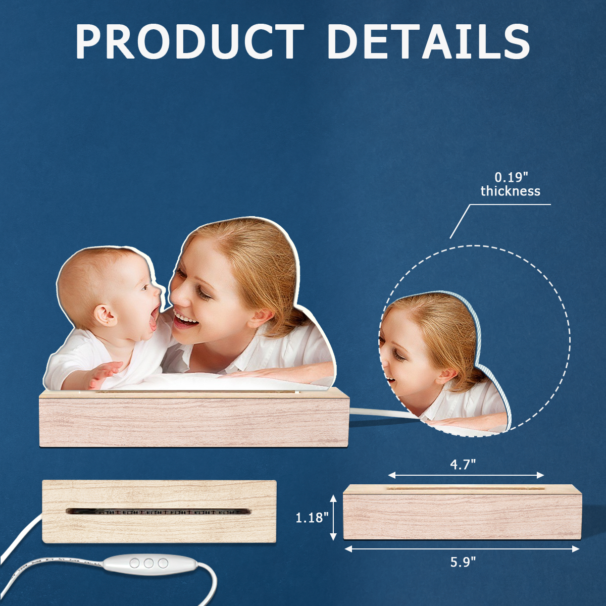 Photo personnalisée « Tu grandis si vite » - Lampe LED 3D personnalisée en forme de famille - Téléchargez une photo cadeau pour enfants