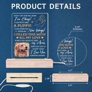 Photo personnalisée « J'ai rempli ceci de tout mon amour » – Lampe LED 3D personnalisée en forme de mémorial – Cadeau de condoléances pour les propriétaires et les amoureux des animaux