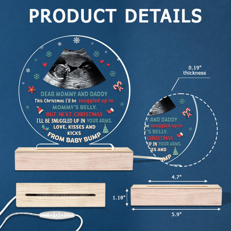 Photo personnalisée « Amour et bisous » – Lampe LED 3D ronde personnalisée pour la famille – Cadeau de Noël pour les premiers parents