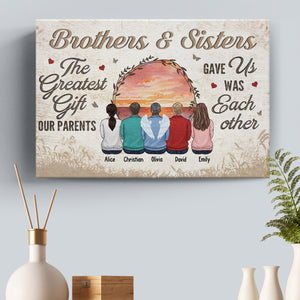 Le plus beau cadeau que nos parents nous ont offert - Toile horizontale personnalisée pour la famille - Cadeau pour frères et sœurs