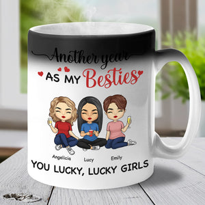 Une autre année en tant que mes meilleures amies - Tasse personnalisée à changement de couleur - Cadeau pour meilleures amies, meilleures amies, sœurs