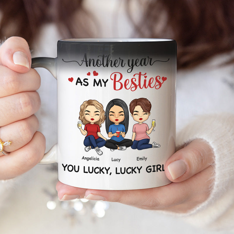 Une autre année en tant que mes meilleures amies - Tasse personnalisée à changement de couleur - Cadeau pour meilleures amies, meilleures amies, sœurs