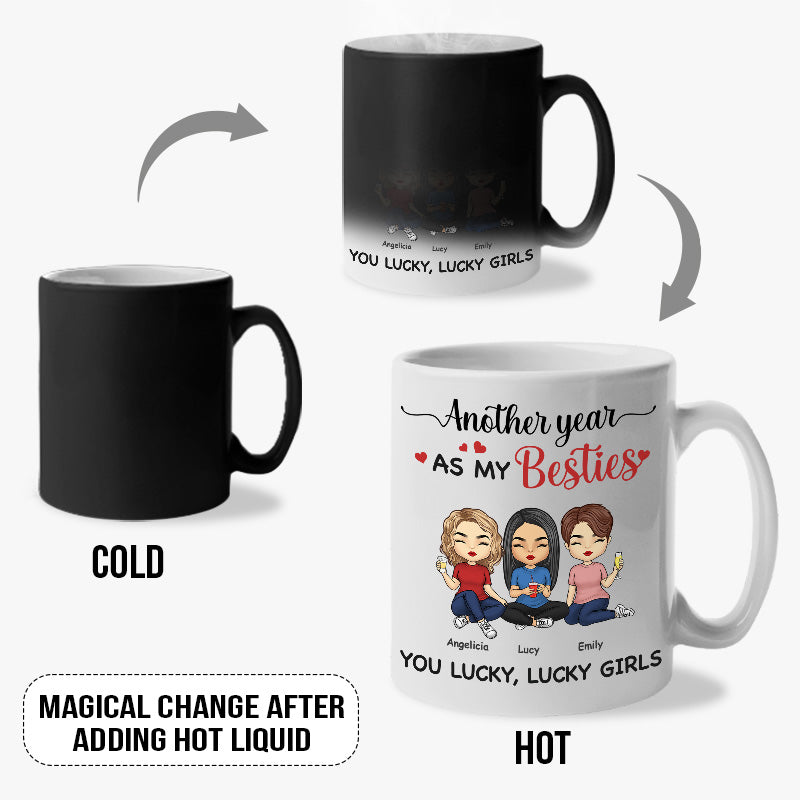 Une autre année en tant que mes meilleures amies - Tasse personnalisée à changement de couleur - Cadeau pour meilleures amies, meilleures amies, sœurs