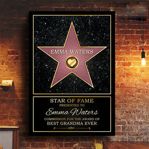 Maman Star Of Fame - Toile verticale personnalisée pour la famille - Cadeau de fête des mères et d'anniversaire pour maman