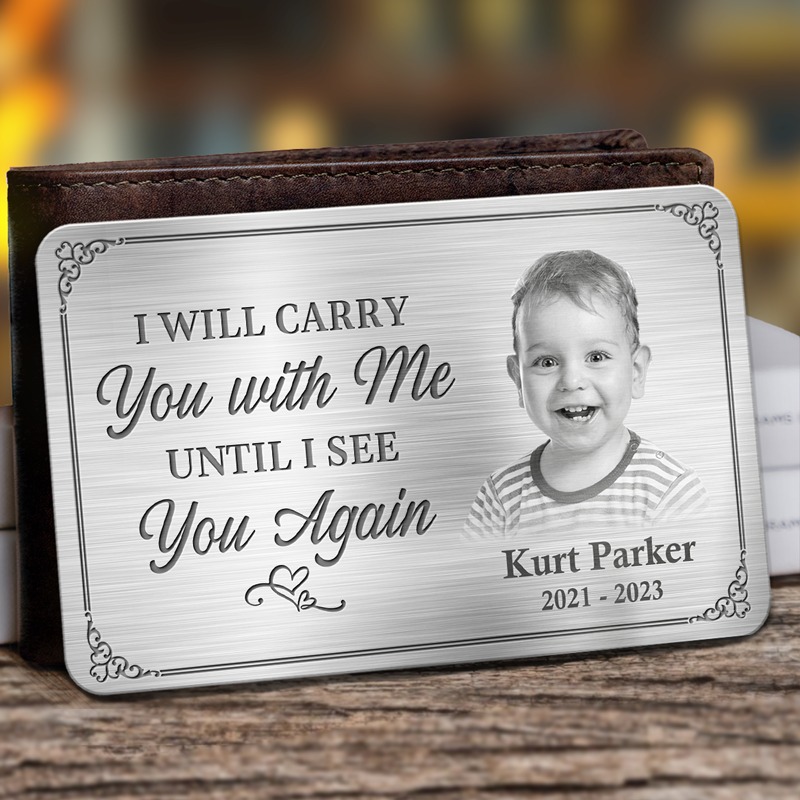 Photo personnalisée Votre vie était une bénédiction, votre souvenir un trésor - Carte portefeuille personnalisée en aluminium commémorative - Cadeau de condoléances pour les membres de la famille