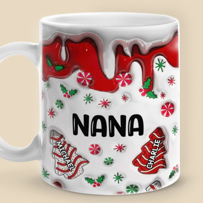 Chocolat chaud et films de Noël - Mug personnalisé avec effet gonflable 3D pour la famille - Cadeau de Noël pour les membres de la famille