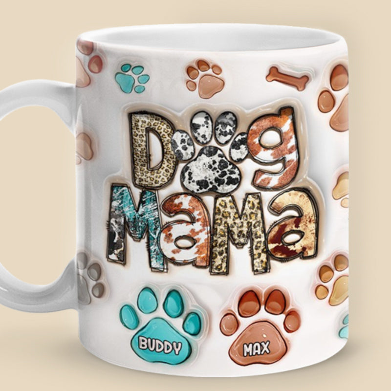 Tasse personnalisée avec effet gonflable 3D « Full Time Dog Mama » - Cadeau de Noël pour les propriétaires et les amoureux des animaux