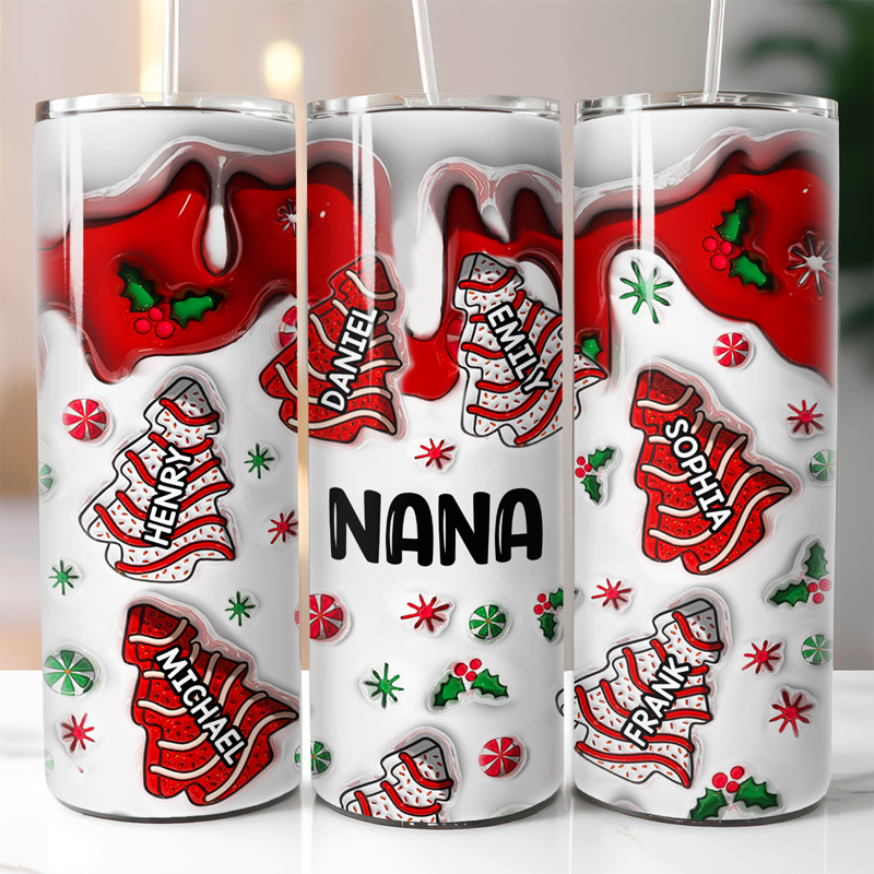Tout ce que je veux pour Noël, c'est toi - Gobelet mince gonflable personnalisé pour la famille - Cadeau de Noël pour grand-mère
