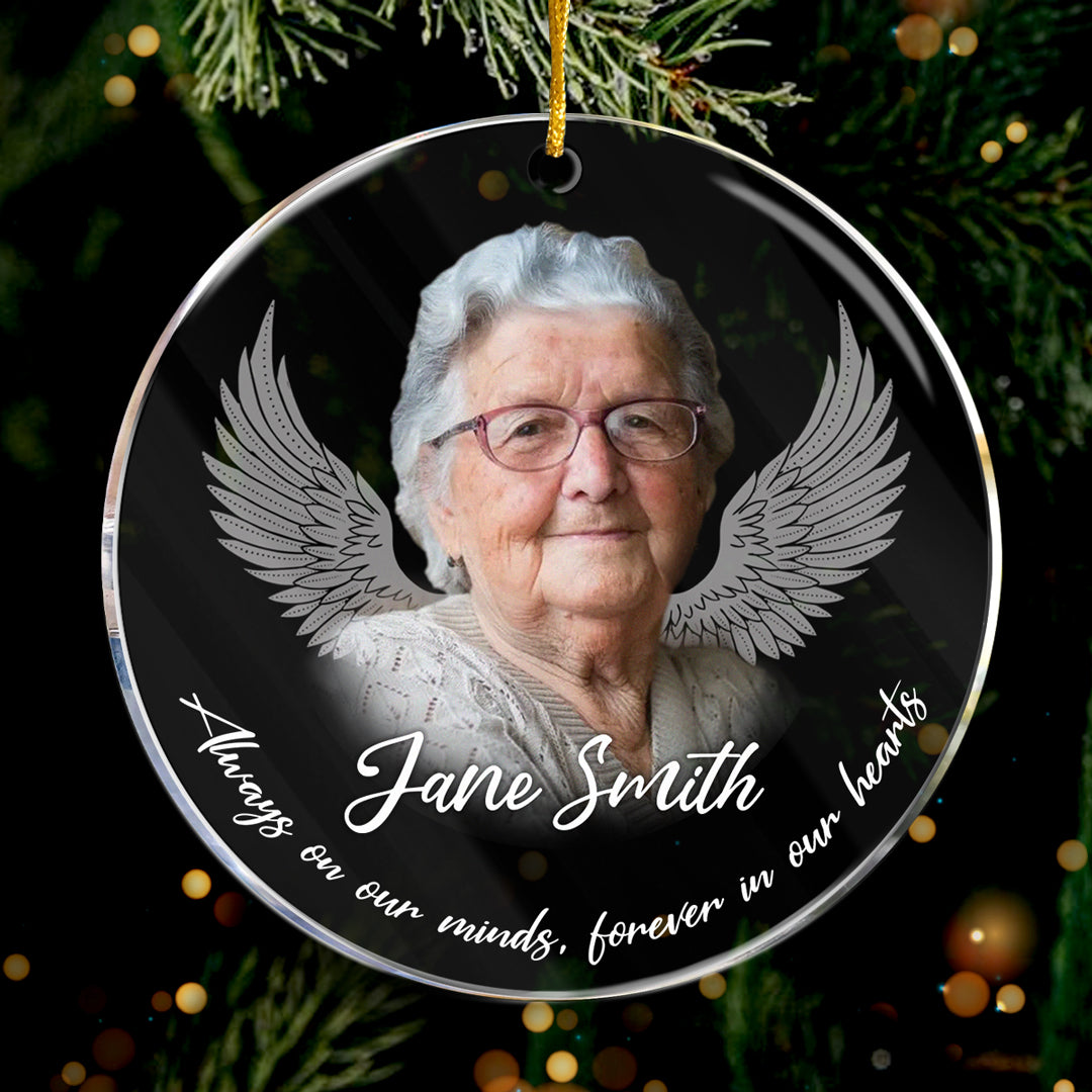 Photo personnalisée « Pas un jour ne passe » – Ornement commémoratif personnalisé – Forme ronde en acrylique – Cadeau de Noël, cadeau de condoléances pour les membres de la famille