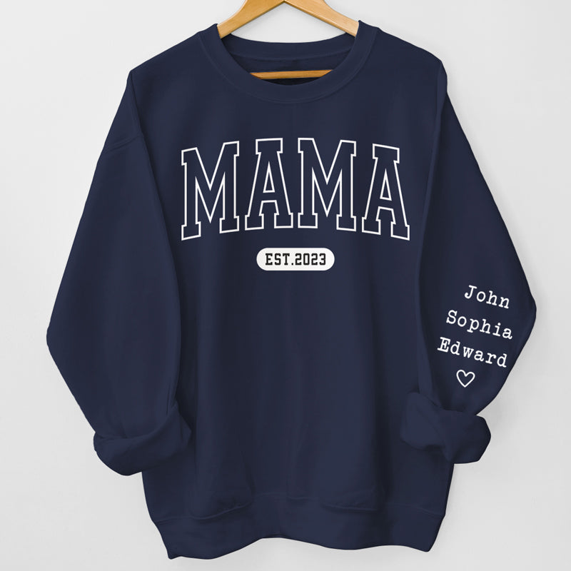 Je t'aime jusqu'à la lune et retour - Sweat-shirt unisexe personnalisé avec motif sur la manche - Cadeau pour maman, grand-mère