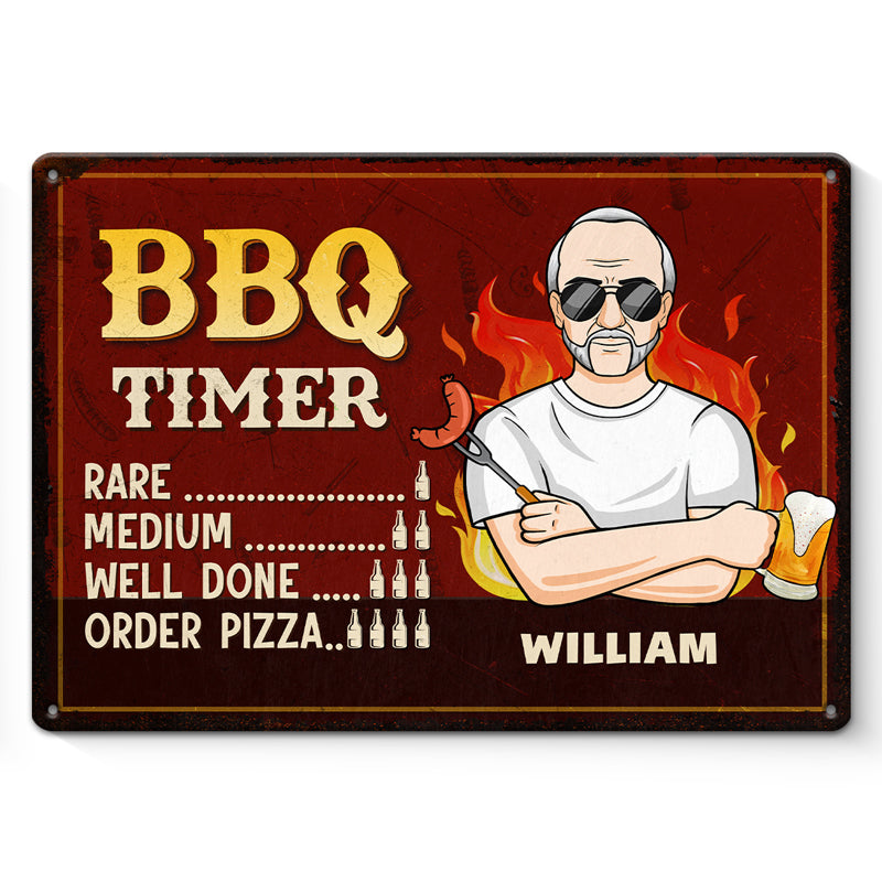 Keep Calm, It's BBQ Time - Plaque en métal personnalisée pour la décoration intérieure de la famille - Cadeau de pendaison de crémaillère pour la fête des pères