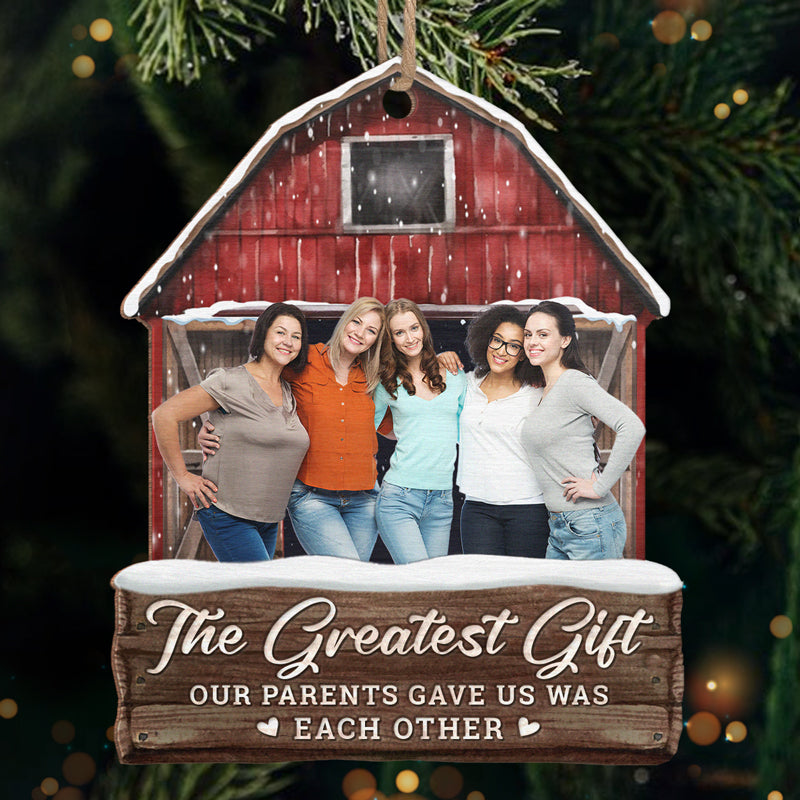 Photo personnalisée pour sœurs : profitez ensemble de la période de Noël - Ornement personnalisé en famille - Forme personnalisée en bois - Cadeau de Noël pour frères et sœurs, cousins, amis