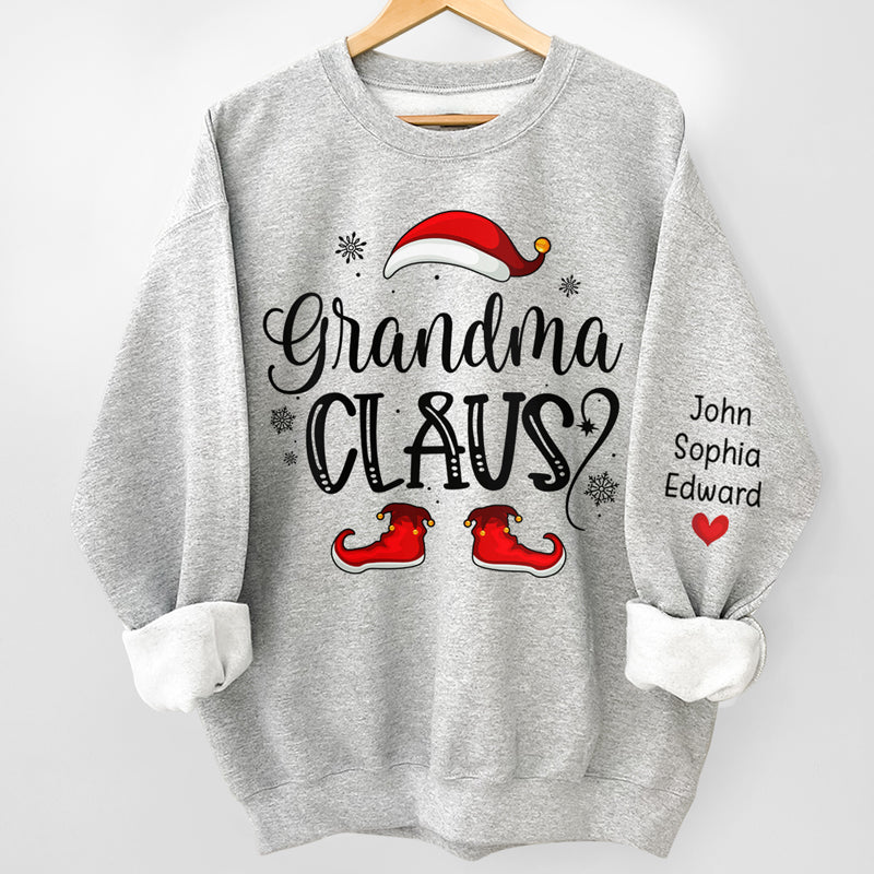 Oubliez le Père Noël, je demanderai juste à Nana - Sweat-shirt unisexe personnalisé avec motif sur la manche - Cadeau de Noël pour maman, grand-mère