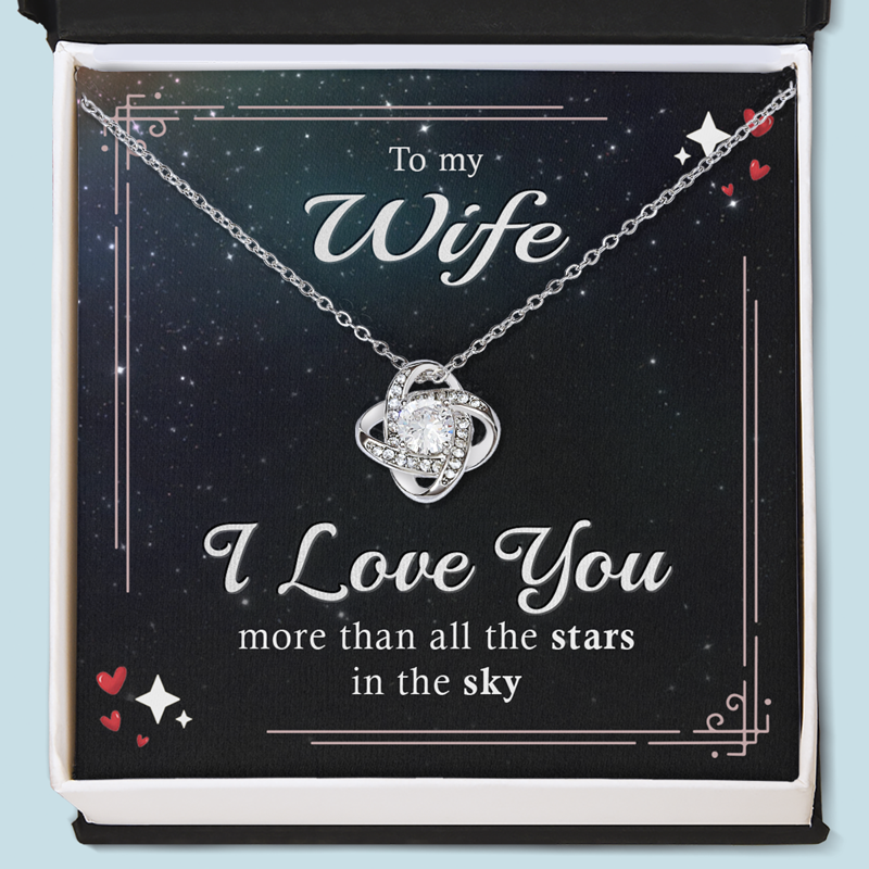 I Love You More Than All The Stars - Couple Personalized Custom Love Knot Necklace - Gift For Husband Wife, Anniversary