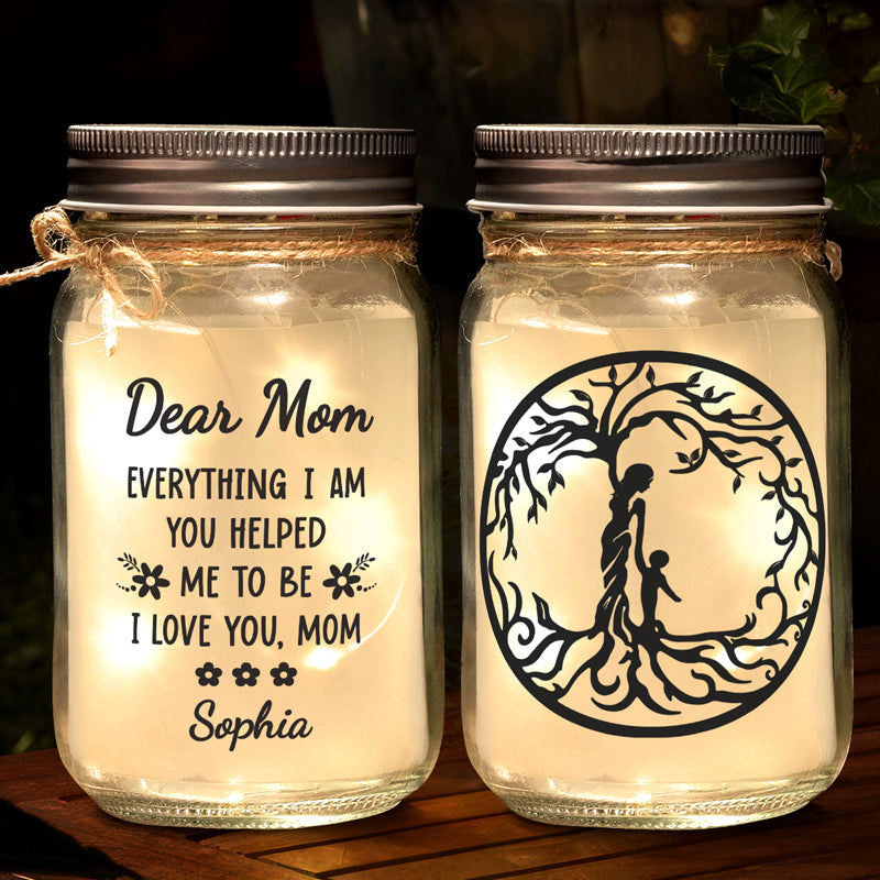 L'amour d'une mère est tout - Lampe personnalisée en pot Mason pour la famille - Cadeau pour la fête des mères
