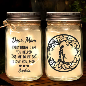 L'amour d'une mère est tout - Lampe personnalisée en pot Mason pour la famille - Cadeau pour la fête des mères