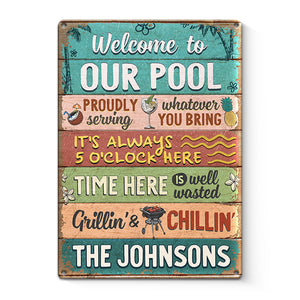 Bienvenue dans notre région - Plaque en métal personnalisée pour la décoration intérieure de la famille - Cadeau de pendaison de crémaillère pour les membres de la famille