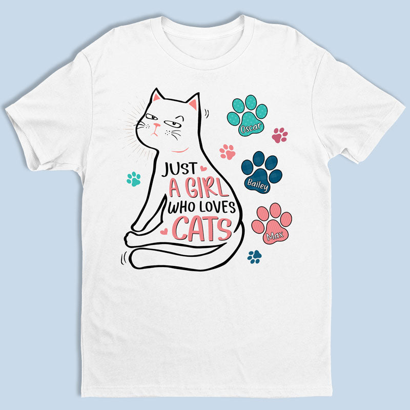 Juste une fille qui aime les chats - T-shirt, sweat à capuche et sweat-shirt unisexe personnalisé avec chat - Cadeau pour les propriétaires d'animaux et les amoureux des animaux
